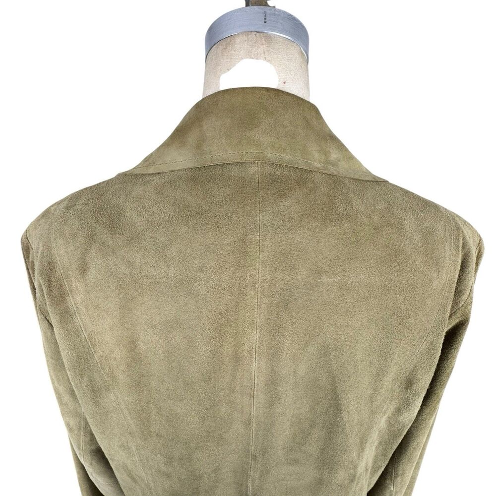 Jones New York Women Suede Leather Jacket 12 Green‎ Western Cowgirl Equestrian - Picture 6 of 16